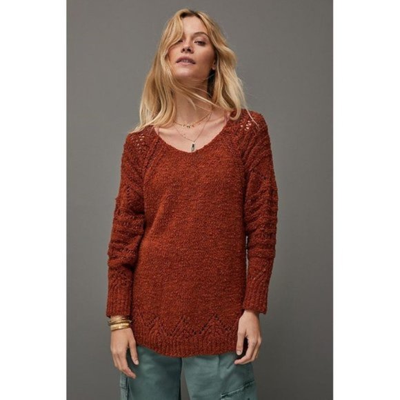 Anthropologie Pilcro Luna Pointelle sweater CEDAR SM - Picture 4 of 7